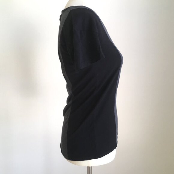 Madewell Silk Basic T Shirt XS Small Black Gray Colorblock Pocket Hi Line Tee - Picture 2 of 9